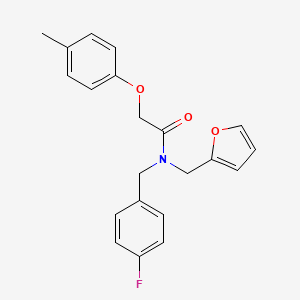 molecular formula C21H20FNO3 B11380614 N-(4-fluorobenzyl)-N-(furan-2-ylmethyl)-2-(4-methylphenoxy)acetamide 