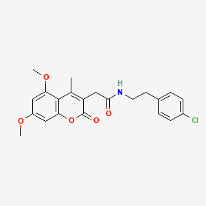 molecular formula C22H22ClNO5 B11380624 N-[2-(4-chlorophenyl)ethyl]-2-(5,7-dimethoxy-4-methyl-2-oxo-2H-chromen-3-yl)acetamide 