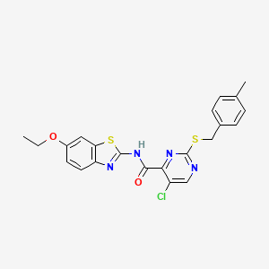 molecular formula C22H19ClN4O2S2 B11380682 5-chloro-N-(6-ethoxy-1,3-benzothiazol-2-yl)-2-[(4-methylbenzyl)sulfanyl]pyrimidine-4-carboxamide 