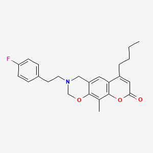 molecular formula C24H26FNO3 B11380686 6-butyl-3-[2-(4-fluorophenyl)ethyl]-10-methyl-3,4-dihydro-2H,8H-chromeno[6,7-e][1,3]oxazin-8-one 