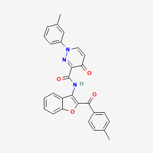 molecular formula C28H21N3O4 B11380767 1-(3-methylphenyl)-N-{2-[(4-methylphenyl)carbonyl]-1-benzofuran-3-yl}-4-oxo-1,4-dihydropyridazine-3-carboxamide 
