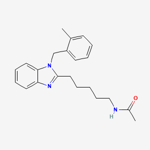 molecular formula C22H27N3O B11380795 N-{5-[1-(2-methylbenzyl)-1H-benzimidazol-2-yl]pentyl}acetamide 
