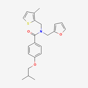 molecular formula C22H25NO3S B11380960 N-(furan-2-ylmethyl)-4-(2-methylpropoxy)-N-[(3-methylthiophen-2-yl)methyl]benzamide 