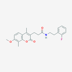 molecular formula C23H24FNO4 B11381289 N-[2-(2-fluorophenyl)ethyl]-3-(7-methoxy-4,8-dimethyl-2-oxo-2H-chromen-3-yl)propanamide 