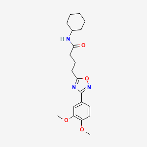 molecular formula C20H27N3O4 B11381772 N-cyclohexyl-4-[3-(3,4-dimethoxyphenyl)-1,2,4-oxadiazol-5-yl]butanamide 