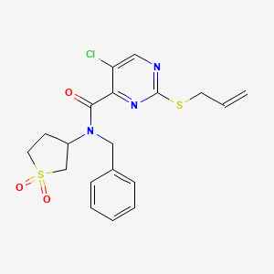 molecular formula C19H20ClN3O3S2 B11381947 N-benzyl-5-chloro-N-(1,1-dioxidotetrahydrothiophen-3-yl)-2-(prop-2-en-1-ylsulfanyl)pyrimidine-4-carboxamide 