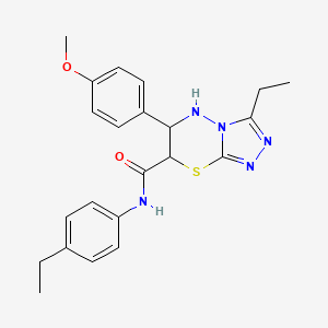 molecular formula C22H25N5O2S B11382024 3-ethyl-N-(4-ethylphenyl)-6-(4-methoxyphenyl)-6,7-dihydro-5H-[1,2,4]triazolo[3,4-b][1,3,4]thiadiazine-7-carboxamide 