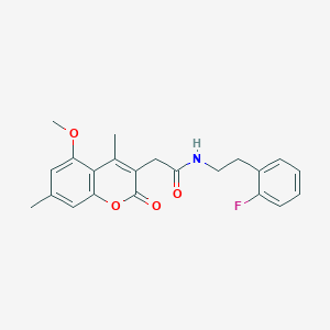 molecular formula C22H22FNO4 B11382389 N-[2-(2-fluorophenyl)ethyl]-2-(5-methoxy-4,7-dimethyl-2-oxo-2H-chromen-3-yl)acetamide 