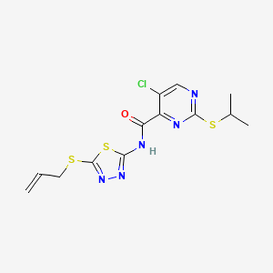 molecular formula C13H14ClN5OS3 B11382412 5-chloro-2-(propan-2-ylsulfanyl)-N-[5-(prop-2-en-1-ylsulfanyl)-1,3,4-thiadiazol-2-yl]pyrimidine-4-carboxamide 
