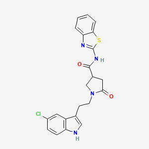 molecular formula C22H19ClN4O2S B11382509 N-(1,3-benzothiazol-2-yl)-1-[2-(5-chloro-1H-indol-3-yl)ethyl]-5-oxopyrrolidine-3-carboxamide 