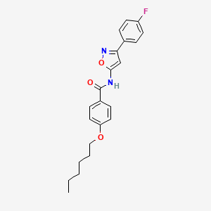 molecular formula C22H23FN2O3 B11382614 N-[3-(4-fluorophenyl)-1,2-oxazol-5-yl]-4-(hexyloxy)benzamide 