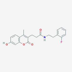 molecular formula C21H20FNO4 B11382750 N-[2-(2-fluorophenyl)ethyl]-3-(7-hydroxy-4-methyl-2-oxo-2H-chromen-3-yl)propanamide 