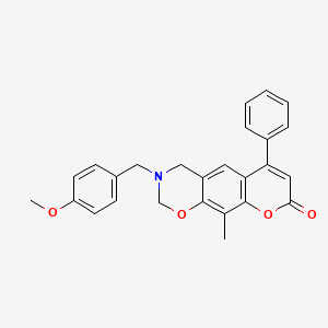 molecular formula C26H23NO4 B11382906 3-(4-methoxybenzyl)-10-methyl-6-phenyl-3,4-dihydro-2H,8H-chromeno[6,7-e][1,3]oxazin-8-one 