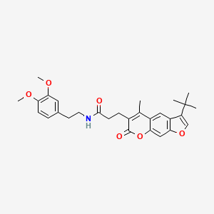 molecular formula C29H33NO6 B11382922 3-(3-tert-butyl-5-methyl-7-oxo-7H-furo[3,2-g]chromen-6-yl)-N-[2-(3,4-dimethoxyphenyl)ethyl]propanamide 