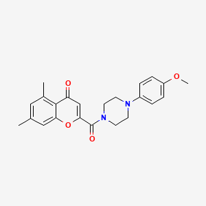 molecular formula C23H24N2O4 B11383174 2-{[4-(4-methoxyphenyl)piperazin-1-yl]carbonyl}-5,7-dimethyl-4H-chromen-4-one 