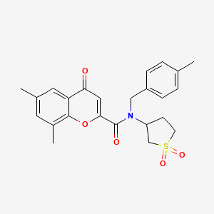 molecular formula C24H25NO5S B11383223 N-(1,1-dioxidotetrahydrothiophen-3-yl)-6,8-dimethyl-N-(4-methylbenzyl)-4-oxo-4H-chromene-2-carboxamide 