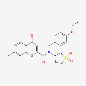 molecular formula C24H25NO6S B11383558 N-(1,1-dioxidotetrahydrothiophen-3-yl)-N-(4-ethoxybenzyl)-7-methyl-4-oxo-4H-chromene-2-carboxamide 