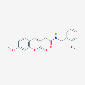 molecular formula C22H23NO5 B11383646 N-(2-methoxybenzyl)-2-(7-methoxy-4,8-dimethyl-2-oxo-2H-chromen-3-yl)acetamide 
