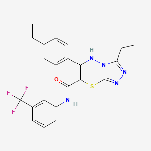 molecular formula C22H22F3N5OS B11383687 3-ethyl-6-(4-ethylphenyl)-N-[3-(trifluoromethyl)phenyl]-6,7-dihydro-5H-[1,2,4]triazolo[3,4-b][1,3,4]thiadiazine-7-carboxamide 