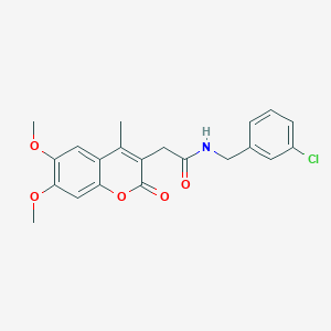 molecular formula C21H20ClNO5 B11384023 N-(3-chlorobenzyl)-2-(6,7-dimethoxy-4-methyl-2-oxo-2H-chromen-3-yl)acetamide 