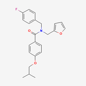 molecular formula C23H24FNO3 B11384281 N-(4-fluorobenzyl)-N-(furan-2-ylmethyl)-4-(2-methylpropoxy)benzamide 