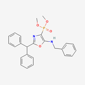 molecular formula C25H25N2O4P B11384931 Dimethyl [5-(benzylamino)-2-(diphenylmethyl)-1,3-oxazol-4-yl]phosphonate 