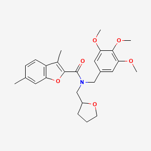 molecular formula C26H31NO6 B11385029 3,6-dimethyl-N-(tetrahydrofuran-2-ylmethyl)-N-(3,4,5-trimethoxybenzyl)-1-benzofuran-2-carboxamide 