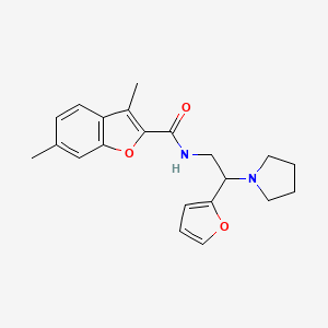 molecular formula C21H24N2O3 B11385111 N-[2-(furan-2-yl)-2-(pyrrolidin-1-yl)ethyl]-3,6-dimethyl-1-benzofuran-2-carboxamide 