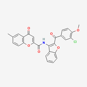 molecular formula C27H18ClNO6 B11385151 N-[2-(3-chloro-4-methoxybenzoyl)-1-benzofuran-3-yl]-6-methyl-4-oxo-4H-chromene-2-carboxamide 