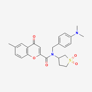 molecular formula C24H26N2O5S B11385361 N-[4-(dimethylamino)benzyl]-N-(1,1-dioxidotetrahydrothiophen-3-yl)-6-methyl-4-oxo-4H-chromene-2-carboxamide 
