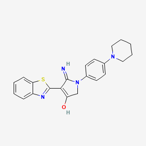 molecular formula C22H22N4OS B11385435 5-Amino-4-(1,3-benzothiazol-2-YL)-1-[4-(piperidin-1-YL)phenyl]-2,3-dihydro-1H-pyrrol-3-one 
