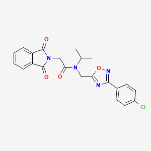 molecular formula C22H19ClN4O4 B11385545 N-{[3-(4-chlorophenyl)-1,2,4-oxadiazol-5-yl]methyl}-2-(1,3-dioxo-1,3-dihydro-2H-isoindol-2-yl)-N-(propan-2-yl)acetamide 