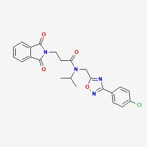 molecular formula C23H21ClN4O4 B11385632 N-{[3-(4-chlorophenyl)-1,2,4-oxadiazol-5-yl]methyl}-3-(1,3-dioxo-1,3-dihydro-2H-isoindol-2-yl)-N-(propan-2-yl)propanamide 