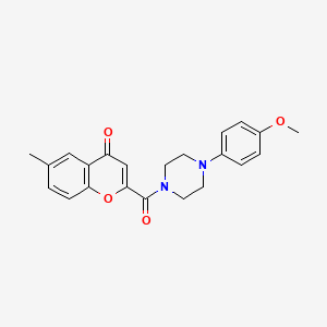 molecular formula C22H22N2O4 B11385745 2-{[4-(4-methoxyphenyl)piperazin-1-yl]carbonyl}-6-methyl-4H-chromen-4-one 