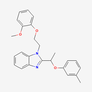 molecular formula C25H26N2O3 B11385890 1-[2-(2-methoxyphenoxy)ethyl]-2-[1-(3-methylphenoxy)ethyl]-1H-benzimidazole 