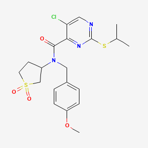 molecular formula C20H24ClN3O4S2 B11386068 5-chloro-N-(1,1-dioxidotetrahydrothiophen-3-yl)-N-(4-methoxybenzyl)-2-(propan-2-ylsulfanyl)pyrimidine-4-carboxamide 