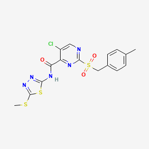 molecular formula C16H14ClN5O3S3 B11386131 5-chloranyl-2-[(4-methylphenyl)methylsulfonyl]-N-(5-methylsulfanyl-1,3,4-thiadiazol-2-yl)pyrimidine-4-carboxamide 