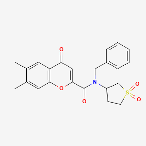 molecular formula C23H23NO5S B11386396 N-benzyl-N-(1,1-dioxidotetrahydrothiophen-3-yl)-6,7-dimethyl-4-oxo-4H-chromene-2-carboxamide 