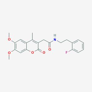molecular formula C22H22FNO5 B11386497 2-(6,7-dimethoxy-4-methyl-2-oxo-2H-chromen-3-yl)-N-[2-(2-fluorophenyl)ethyl]acetamide 