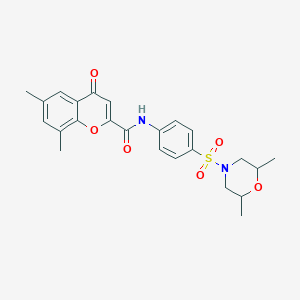 molecular formula C24H26N2O6S B11386595 N-{4-[(2,6-dimethylmorpholin-4-yl)sulfonyl]phenyl}-6,8-dimethyl-4-oxo-4H-chromene-2-carboxamide 
