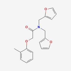 molecular formula C19H19NO4 B11386651 N,N-bis(furan-2-ylmethyl)-2-(2-methylphenoxy)acetamide 