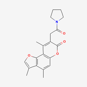 molecular formula C20H21NO4 B11386883 3,4,9-trimethyl-8-[2-oxo-2-(pyrrolidin-1-yl)ethyl]-7H-furo[2,3-f]chromen-7-one 