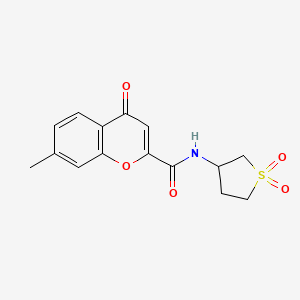 molecular formula C15H15NO5S B11386891 N-(1,1-dioxidotetrahydrothiophen-3-yl)-7-methyl-4-oxo-4H-chromene-2-carboxamide 