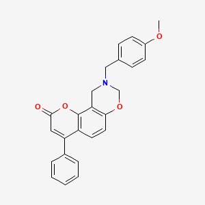 molecular formula C25H21NO4 B11386934 9-(4-methoxybenzyl)-4-phenyl-9,10-dihydro-2H,8H-chromeno[8,7-e][1,3]oxazin-2-one 