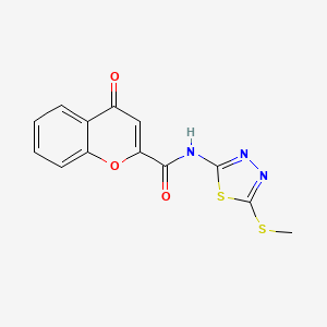 molecular formula C13H9N3O3S2 B11387003 N-[5-(methylsulfanyl)-1,3,4-thiadiazol-2-yl]-4-oxo-4H-chromene-2-carboxamide 