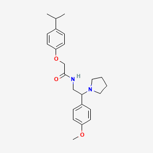 molecular formula C24H32N2O3 B11387245 N-[2-(4-methoxyphenyl)-2-(pyrrolidin-1-yl)ethyl]-2-[4-(propan-2-yl)phenoxy]acetamide 