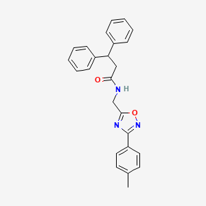 molecular formula C25H23N3O2 B11387289 N-{[3-(4-methylphenyl)-1,2,4-oxadiazol-5-yl]methyl}-3,3-diphenylpropanamide 