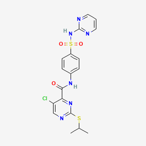molecular formula C18H17ClN6O3S2 B11387296 5-chloro-2-(propan-2-ylsulfanyl)-N-[4-(pyrimidin-2-ylsulfamoyl)phenyl]pyrimidine-4-carboxamide 