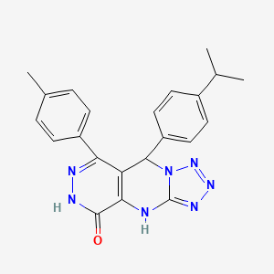 molecular formula C22H21N7O B11387664 10-(4-methylphenyl)-8-(4-propan-2-ylphenyl)-2,4,5,6,7,11,12-heptazatricyclo[7.4.0.03,7]trideca-1(9),3,5,10-tetraen-13-one 