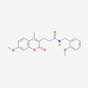 molecular formula C22H23NO5 B11387674 N-(2-methoxybenzyl)-3-(7-methoxy-4-methyl-2-oxo-2H-chromen-3-yl)propanamide 